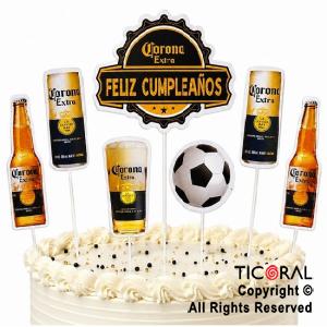 CAKE TOPPER PARA TORTA FELIZ CUMPLEA�OS CERVEZA X 7 UNIDADES